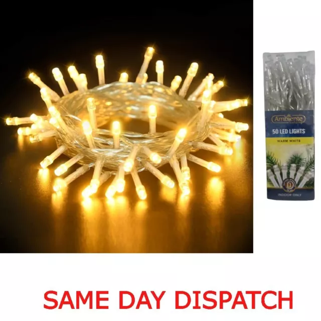 50 warmweiße LED Schnur Feenlichter ideal für Weihnachtsbaum Weihnachten, Party.5,2 m