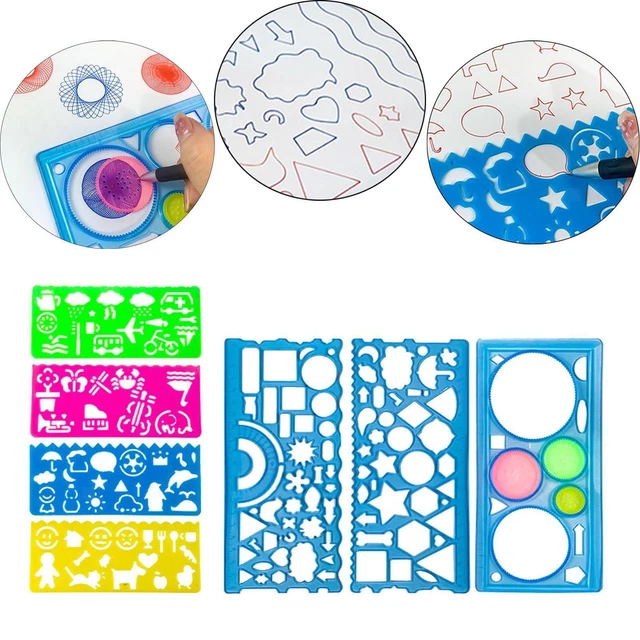 7-teiliges Zeichenschablonen-Set, transparentes multifunktionales DIY-Bastelset,