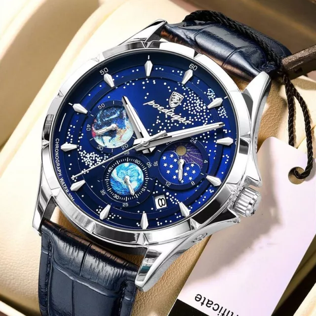 POEDAGAR Casual Chronograph Wristwatch Luxury Waterproof Luminous Date Men Watch