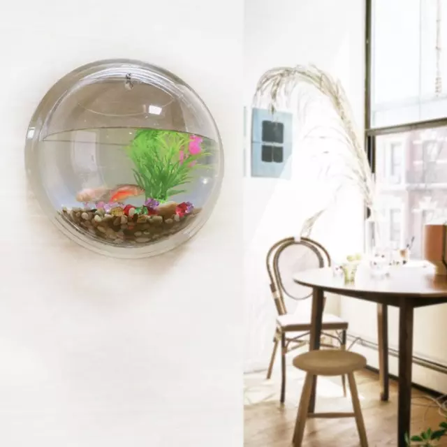 Wall Hanging Plant Bowl Viewable Fish Tanks for Indoor Furniture (Transparent) #