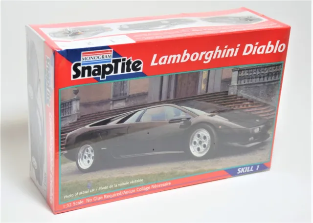 Monogram 1092 1/32 Scale SnapTite 1992 Lamborghini Diablo Plastic Model Kit