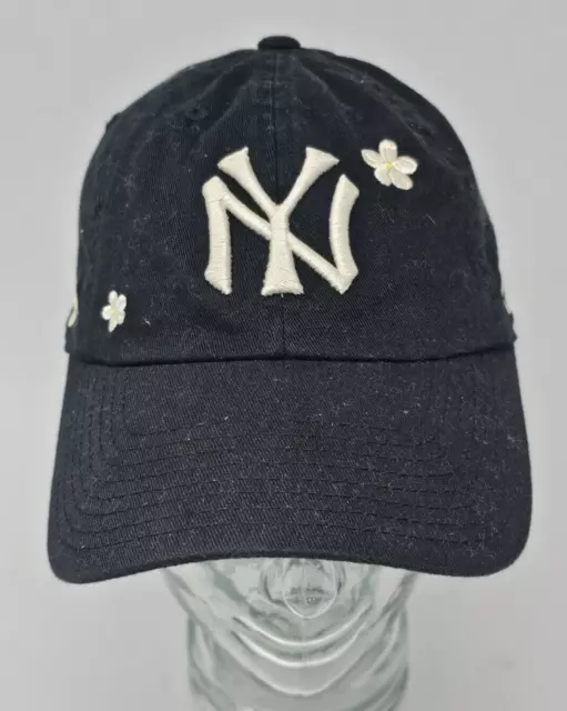 New York Yankees Hat Cap Strap Back Womens Black Flowers American Needle
