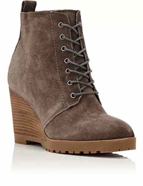 BARNEYS NEW YORK SIZE 8 (39) NEW $395 Grey Suede Lace and Zip Up Booties Boots
