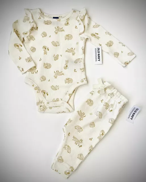New Infant Baby Girl Bodysuit Romper Pants Set 6 9 12 Months Outfit Fox