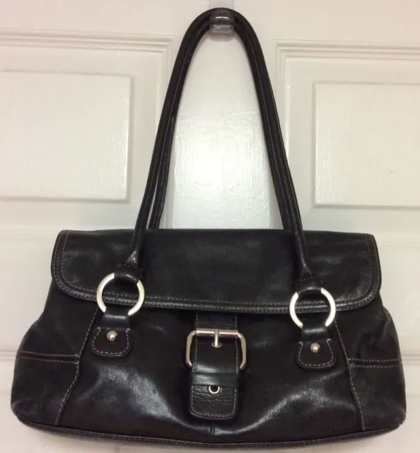 Giani Bernin Women’s Tumbled Leather Satchel Handbag Black  H5