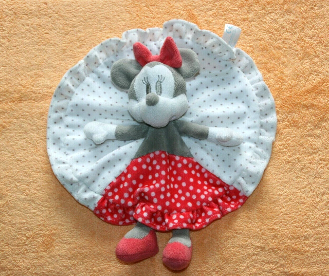 Nicotoy Simba Toys Doudou Minnie Plat Rond Blanc Rouge Pois Noeud Etat Neuf