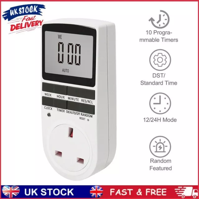 Timing Socket Plug Switch Digital LCD Screen Timer Programmable UK Plug Home UK