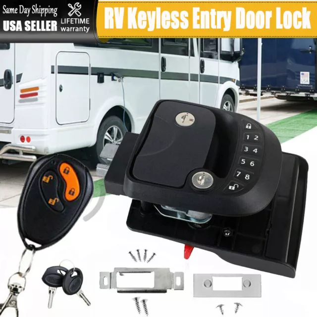 RV Keyless Entry Door Lock Latch Handle Deadbolt Keypad Fob for Trailer Camper