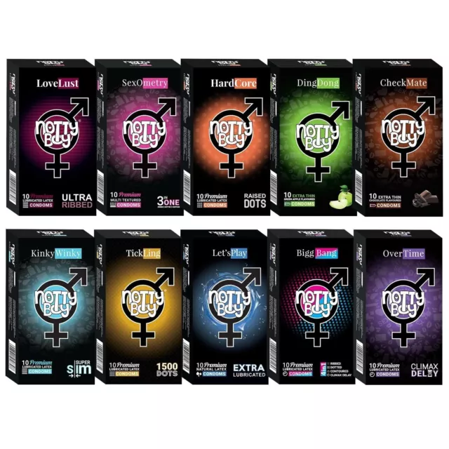 NOTTY BOY Condom For Man Combo Pack of 100 Pieces (Set of 10) Flavours and 3InOn