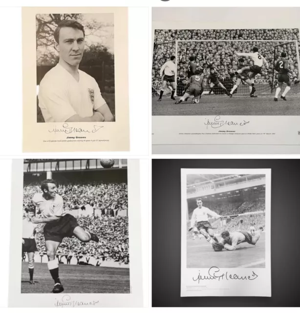 Jimmy greaves Signed Set Of 4 Great Images For Just £50. England’s Greatest Ever