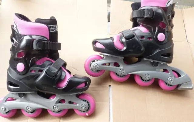 NO FEAR ADJUSTABLE INLINE ROLLER SKATES - 1-4 with pads. Very Clean Hardly Used