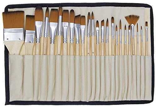 Paint Brush Set Acrylic Watercolor Oil Artist 24 Pcs Lot Painting Brushes Pai...