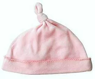 Gymboree Infant Newborn Baby Girl Solid Pink Velour Knotted Beanie Cap Hat 3-6