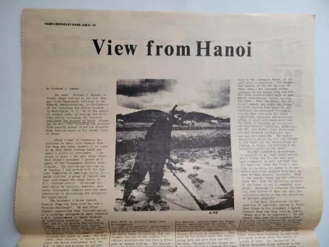 "View From Hanoi" Vietnam Reporting Richard Barnet Berkeley Barb 1970 11.5x17.5"