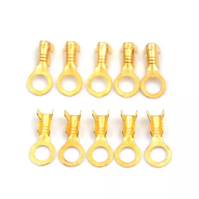 100 Pcs 5.2mm Gold Brass Round Terminal Power Supply Wire Connector PDH R.FY