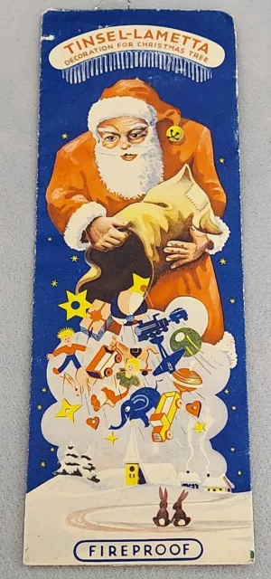 Vintage Lametta Christmas Tree Tinsel Santa Claus Toy Bag Package Germany 1950s