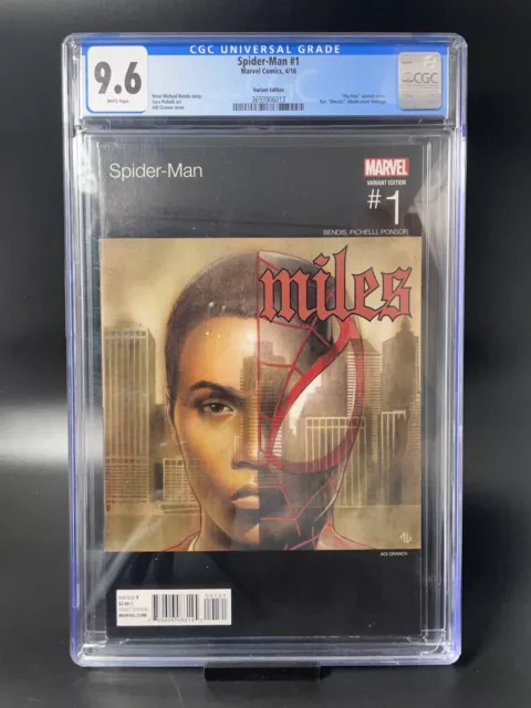 SPIDER MAN #1 - CGC 9.6 -  Adi Granov HIP HOP Variant BENDIS Story Miles Morales