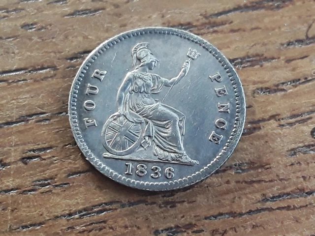 Piece De Monnaie 4 Four Pence 1836 Argent Guillaume IV En Sup