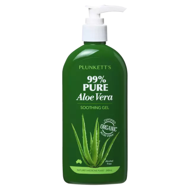 Plunkett's 99% Pure Aloe Vera Soothing Gel 240mL Pump Sunburn Relief Plunketts