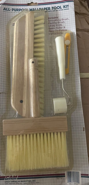 Kit de herramientas de papel tapiz incluye cepillo suavizante, cepillo de pegado, cuchillo y rodillo de costura