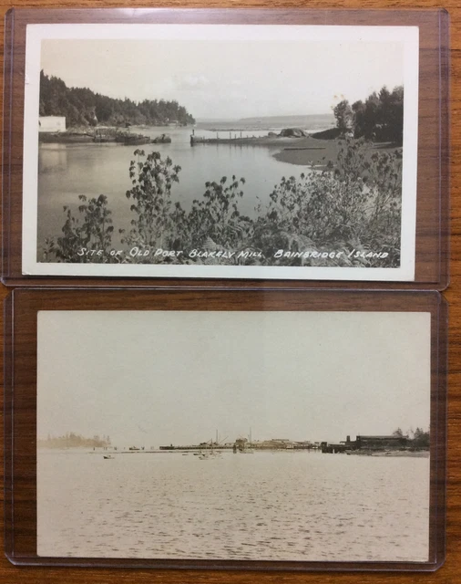 2 Postcard RPPC Site Of Old Port Blakely Mill BAINBRIDGE ISLAND WA LUMBER Timber