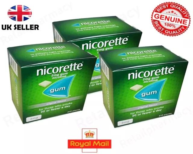 Nicorette Chewing Gum Original 2mg Quantité 210 x 3 Boîtes Expire