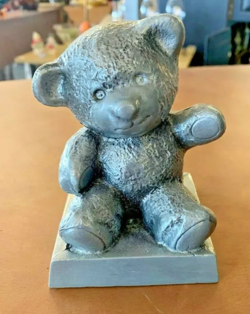 Vintage 1974 Banthrico Waving Bear Cast Pewter Coin Bank