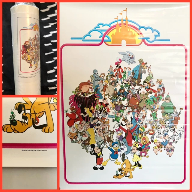 NEW VTG DISNEY CLASSICS POSTER  18x24 EARLY CHARACTERS DISNEYLAND DISNEYWORLD