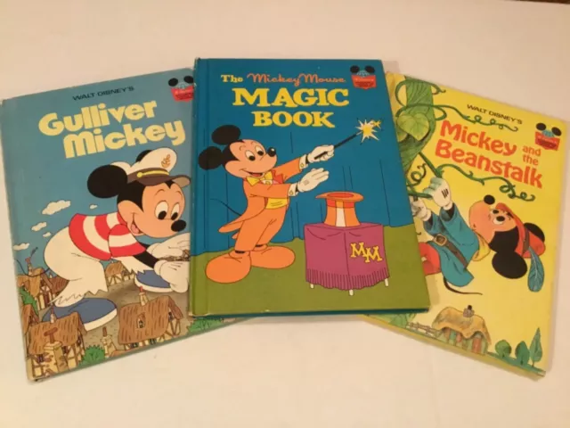 3 Vintage Walt Disney’s Mickey Mouse Hardcover Books! 1973 / 1974 / 1975