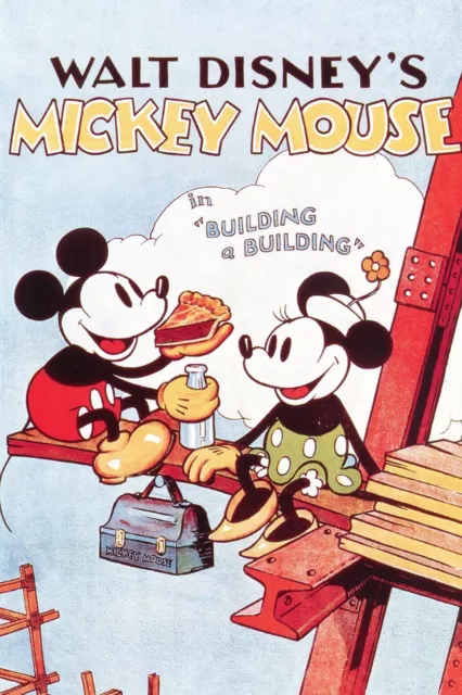Building a Building, 1933, Featuring Disney's Mickey Mouse --POSTCARD Building a Building, 1933, Featuring Disney's Mickey Mouse --POSTCARD