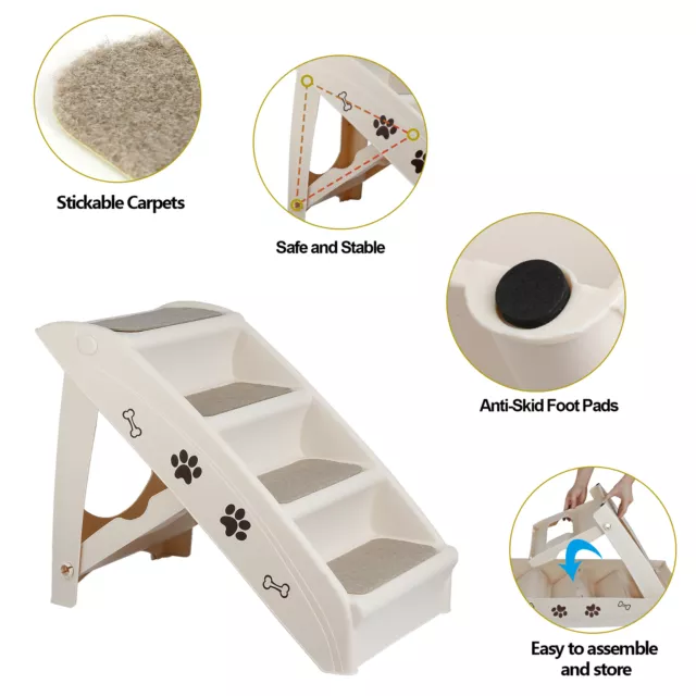 DOG RAMP STAIRS Steps For Smaller Pets Pickup Travel Ladder MAX 100 LBs