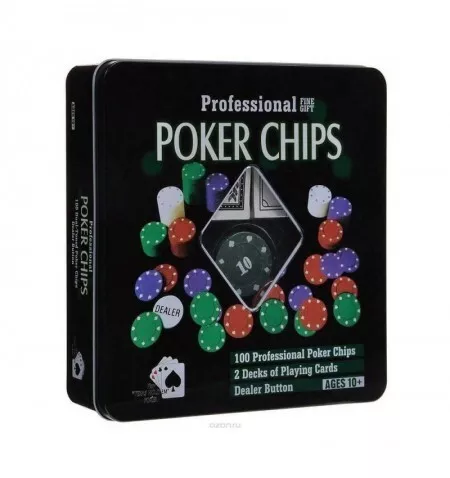 Juego de Poker 100 fichas numeradas con caja + 2 Juego de cartas + Ficha dealer