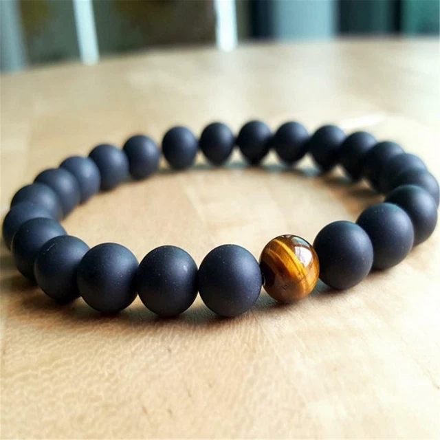 8mm Matte Onyx Tiger Eye Beads Handmade Mala Bracelet Chakra Religious Classic