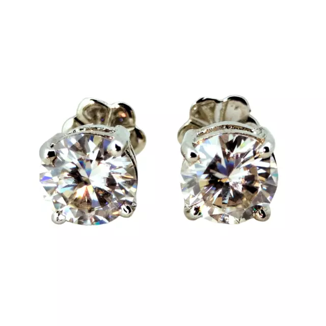 Paire de boucles d'oreilles clous argent sterling 925 couleur moissanite D...