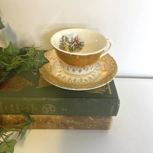 Vintage Sabin Crest O Gold 22K Warranted Colonial Teacup And Saucer