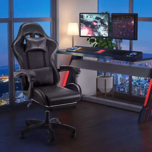 Gaming Stuhl Gamer Stuhl Racing Stuhl mit Fußstütze Ergonomischer Zocker Stuhl