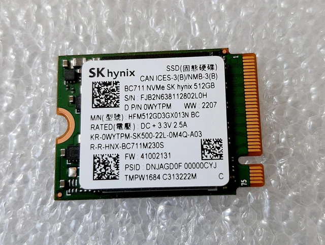 BC711 NVMe SK hynix 512GB M.2 中古 動作確認済 SSD-0280