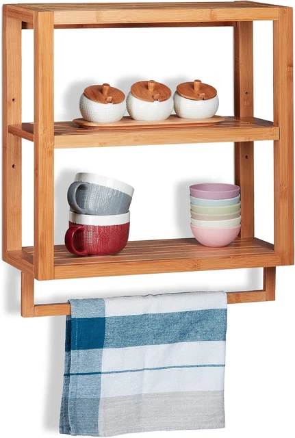 Bremermann Scaffale Da Bagno 2 In 1 Grigio: Mensola Con 2 Ripiani E 2 Portasciugamani, Metallo 56x43.5 Cm