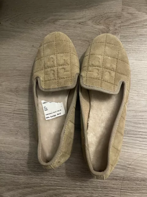 TORY BURCH FITZ loafers river rock suede leather taupe sz 10.5 175.00 PicClick