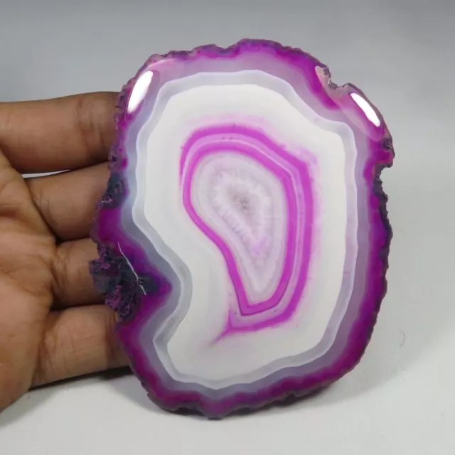 Beau ! Naturel Tranche Cabochon 87x70mm Rose Géode Agate Gemme SCL-1216