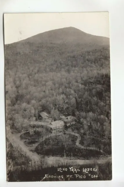 Real Photo Postcard Aerial View Long Trail Lodge Mount Pico Rutland  VT