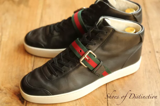 GUCCI BLACK LEATHER Hi High Tops Trainers Sneakers Men s UK 8 G US 9 EU42 159.00 PicClick UK