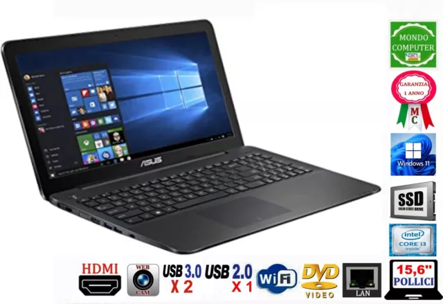Portatile Notebook Asus X553Ma Cpu Intel Dual Core Ssd Windows 11 Pro