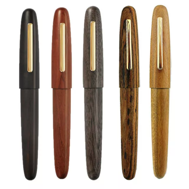 Vintage Jinhao9056 Wood Golden Clip Fountain Pen  Fine F Nib 0.5mm Writing Gift