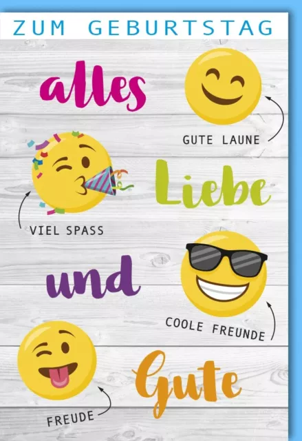 Geburtstag - Glückwunschkarte im Format 11,5 x 17 cm mit Umschlag - Smileys auf