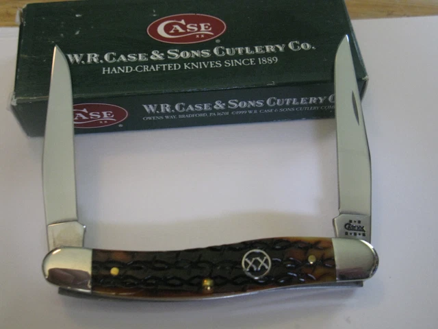 2002 CASE XX MUSKRAT Knife USA MUSKRAT SS BARB WIRE Jig Bone Handles & XX SHIELD