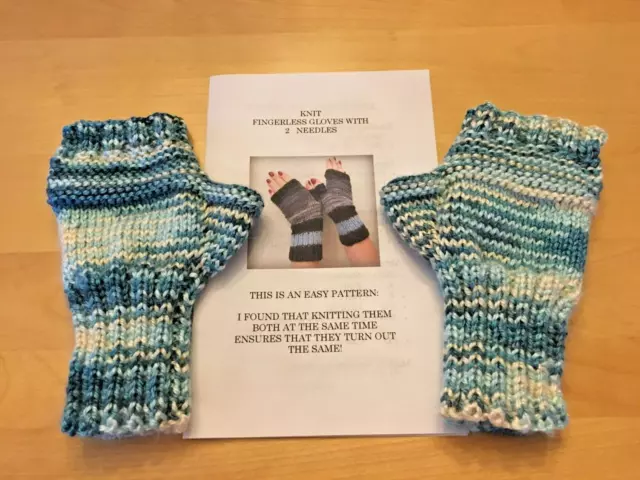 FINGERLESS GLOVES & WRIST WARMER / TEXTING GLOVES NEW Hand-Knit w/ Free Pattern