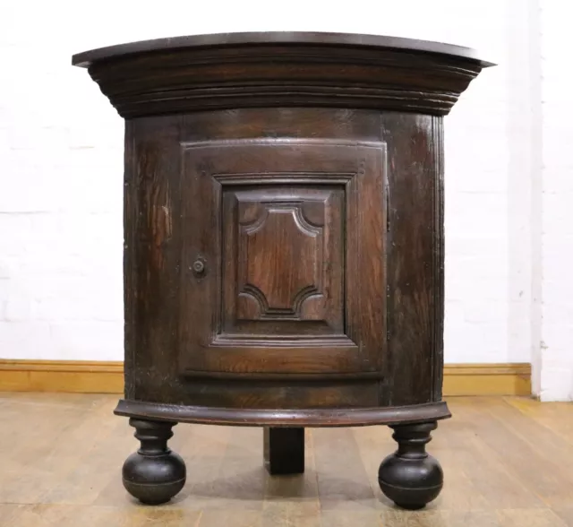 Antique rustic chunky Oak corner side cabinet - cupboard