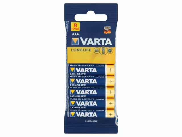 8 X VARTA Longue Durée Micro Batteries AAA LR03 1,5V Dans Film 04103 Alcalin