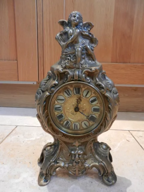 Old/Vintage Brass Mantel Clock - Good Condition